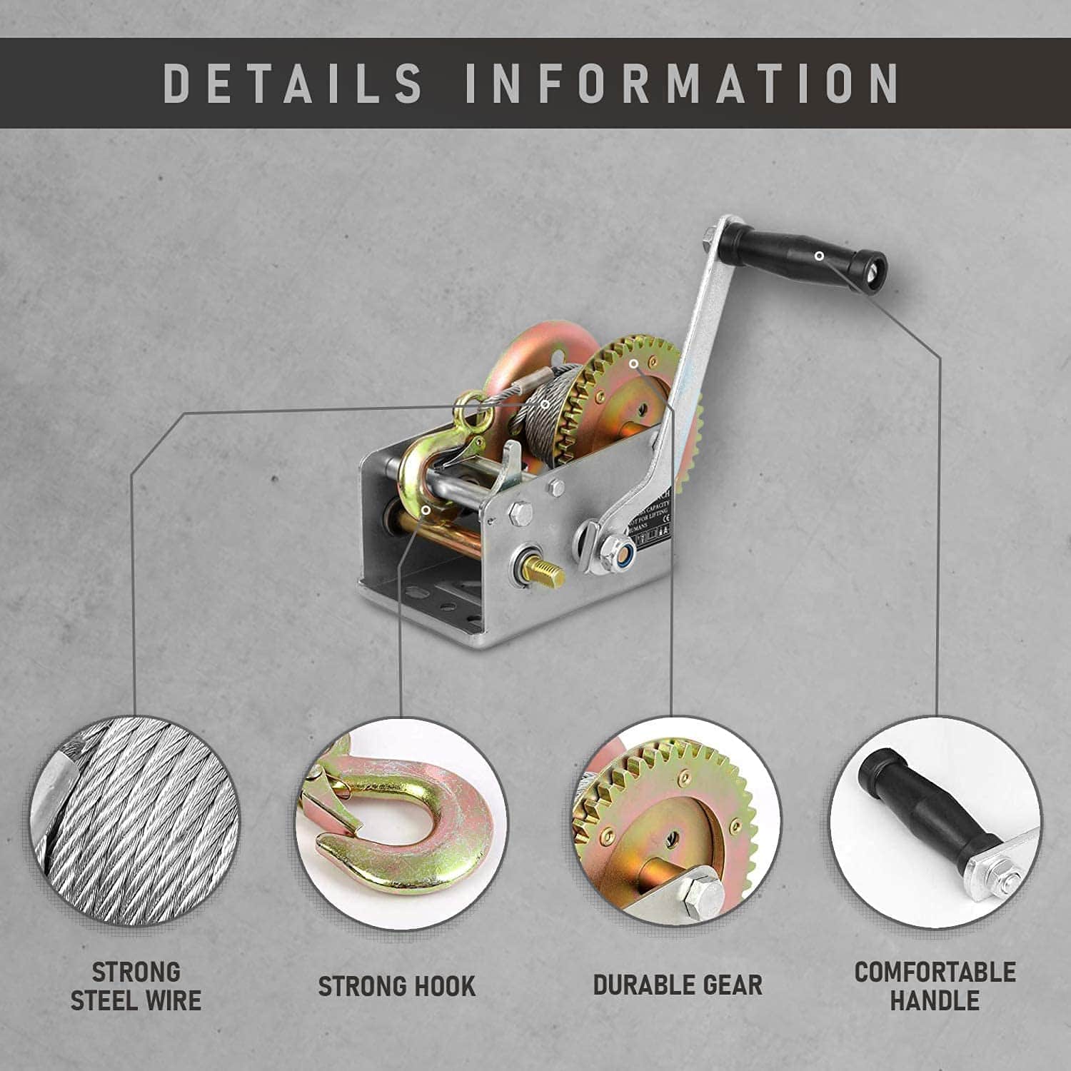 Malacate para Remolque � Manivela Duradera � Malacate de - Imagen 4