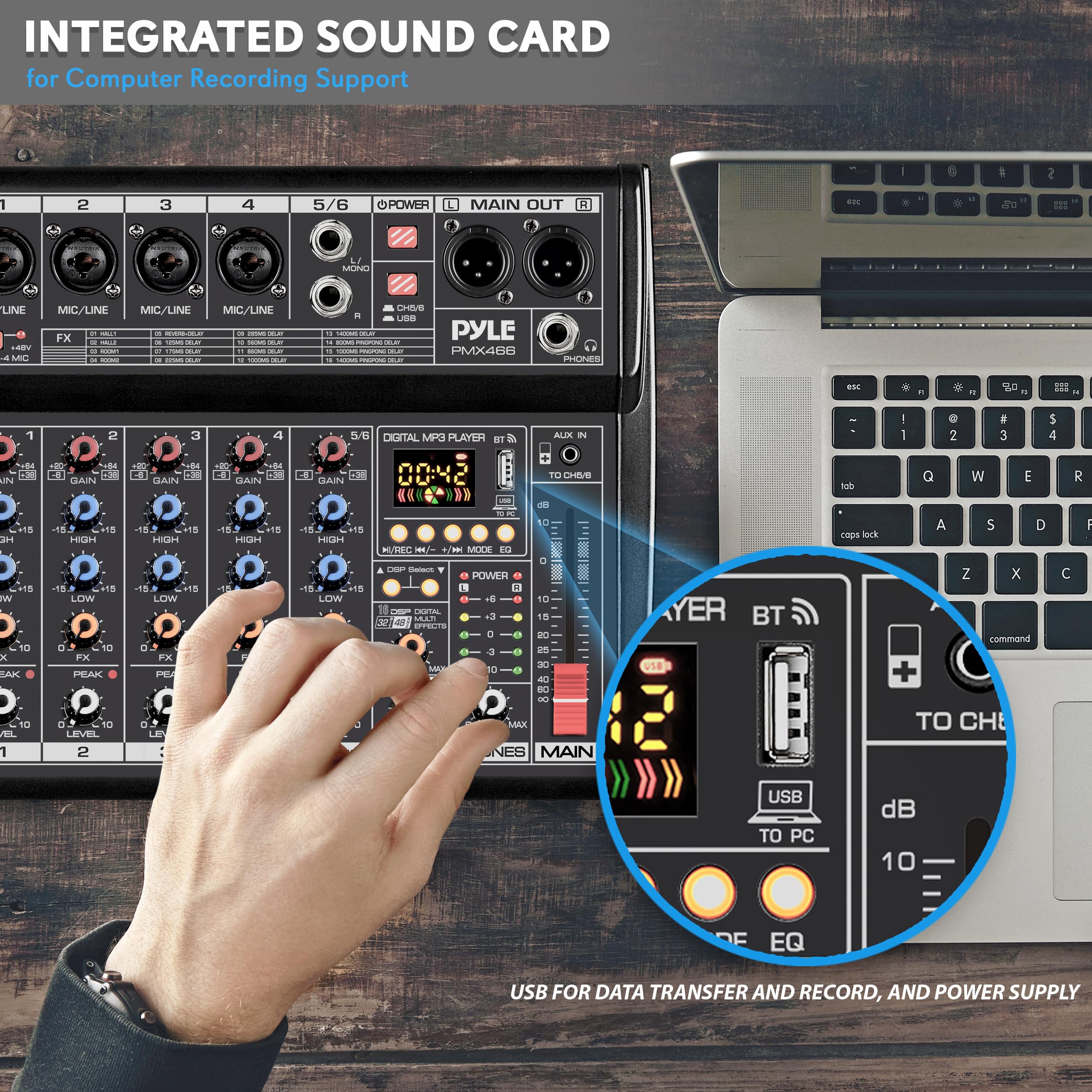 Mezcladora de audio DJ profesional Pyle Bluetooth - - Imagen 6