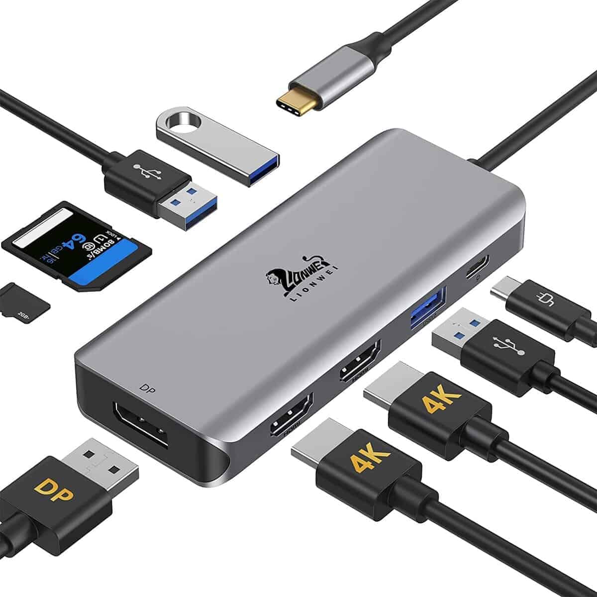Estación de acoplamiento USB C para doble monitor LIONWEI,