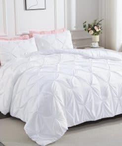 Juego de edredón blanco Andency para cama de matrimonio