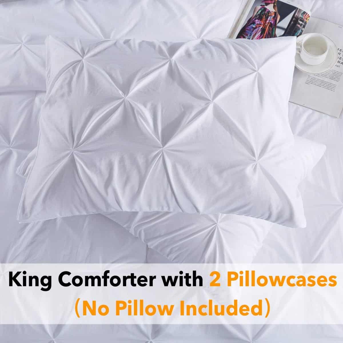 Juego de edredón tamaño King blanco Andency (104x90 - Imagen 7
