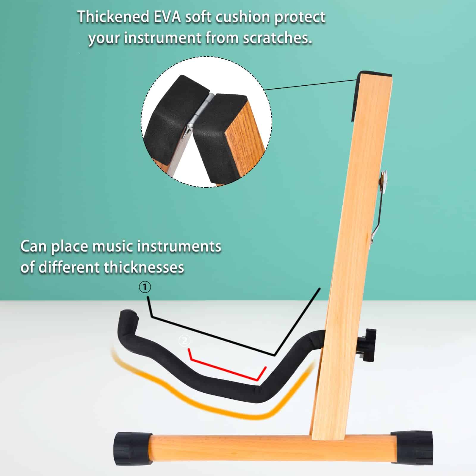 Soporte de Guitarra Ajustable de Madera de Haya VANPHY, - Imagen 4