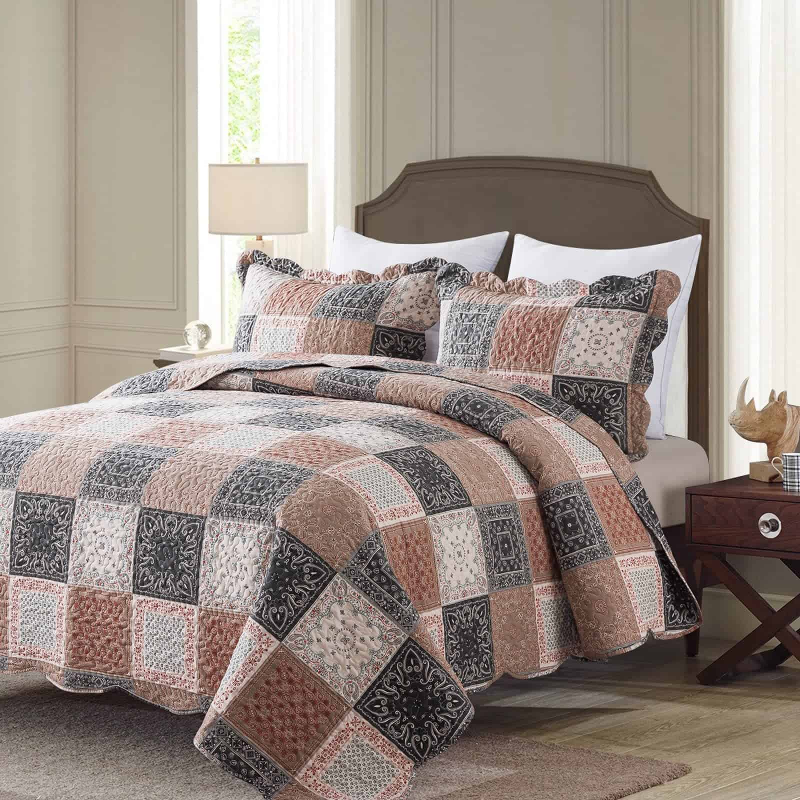 Juego de Edredones Vintage HoneiLife Queen - 3 Piezas