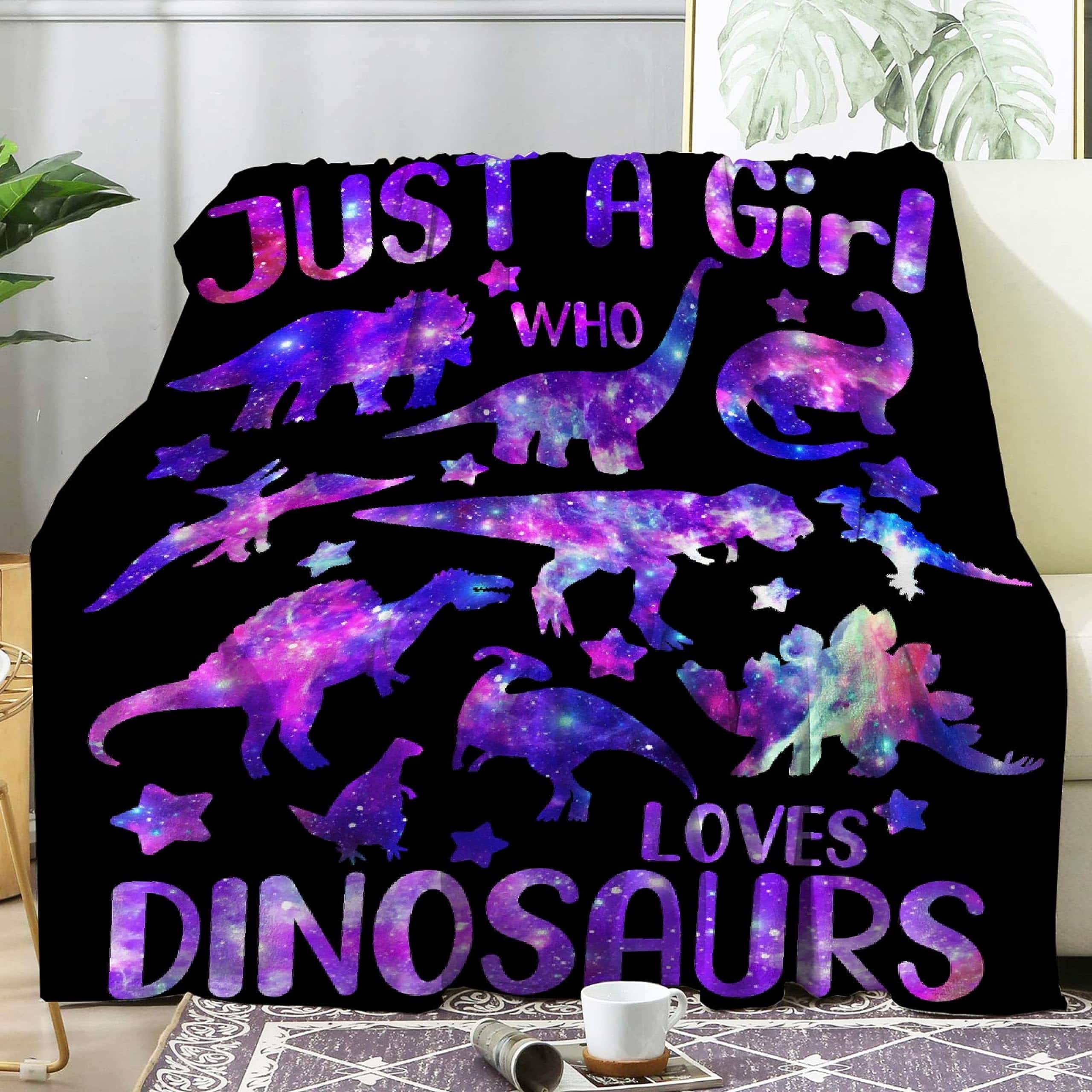 Manta Morada Just A Girl Who Loves Dinosaurs, Regalos para - Imagen 3