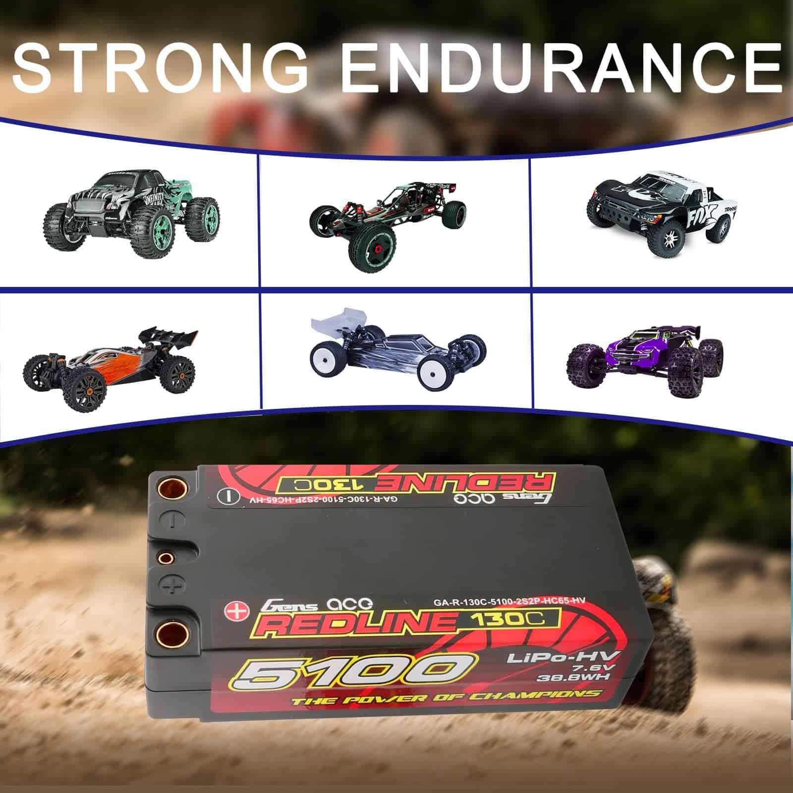 Batería Gens ace 2S de la Serie Redline 5100mAh 7.6V 130C - Imagen 6