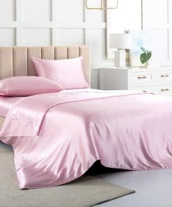 Juego de Sábanas de Seda Rosa Tamaño King, Juego de 4