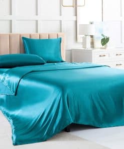 Juego de sábanas de satén Queen, sábanas de seda en color