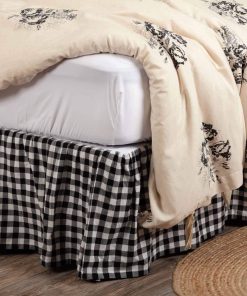 Faldón de Cama Gemelo Vintage Check Negro 39x76x16