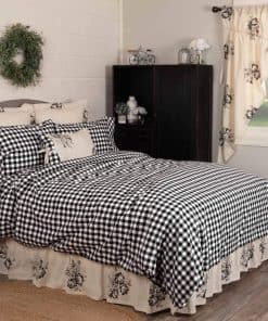 Funda de Edredón a Cuadros Vintage Negra Tamaño King, 92" L