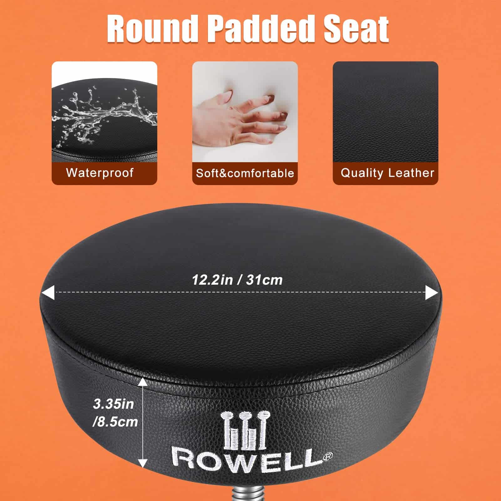 ROWELL Drum Throne Universal Upgraded, Padded Drum Seat - Imagen 6