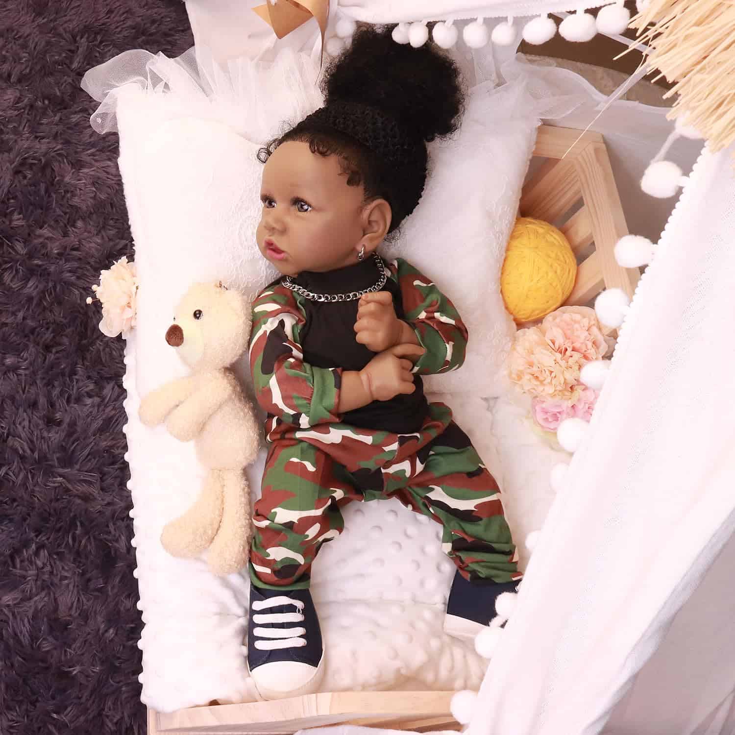 Muñecas Reborn Realistas Africanas con Cuerpo Suave para - Imagen 6