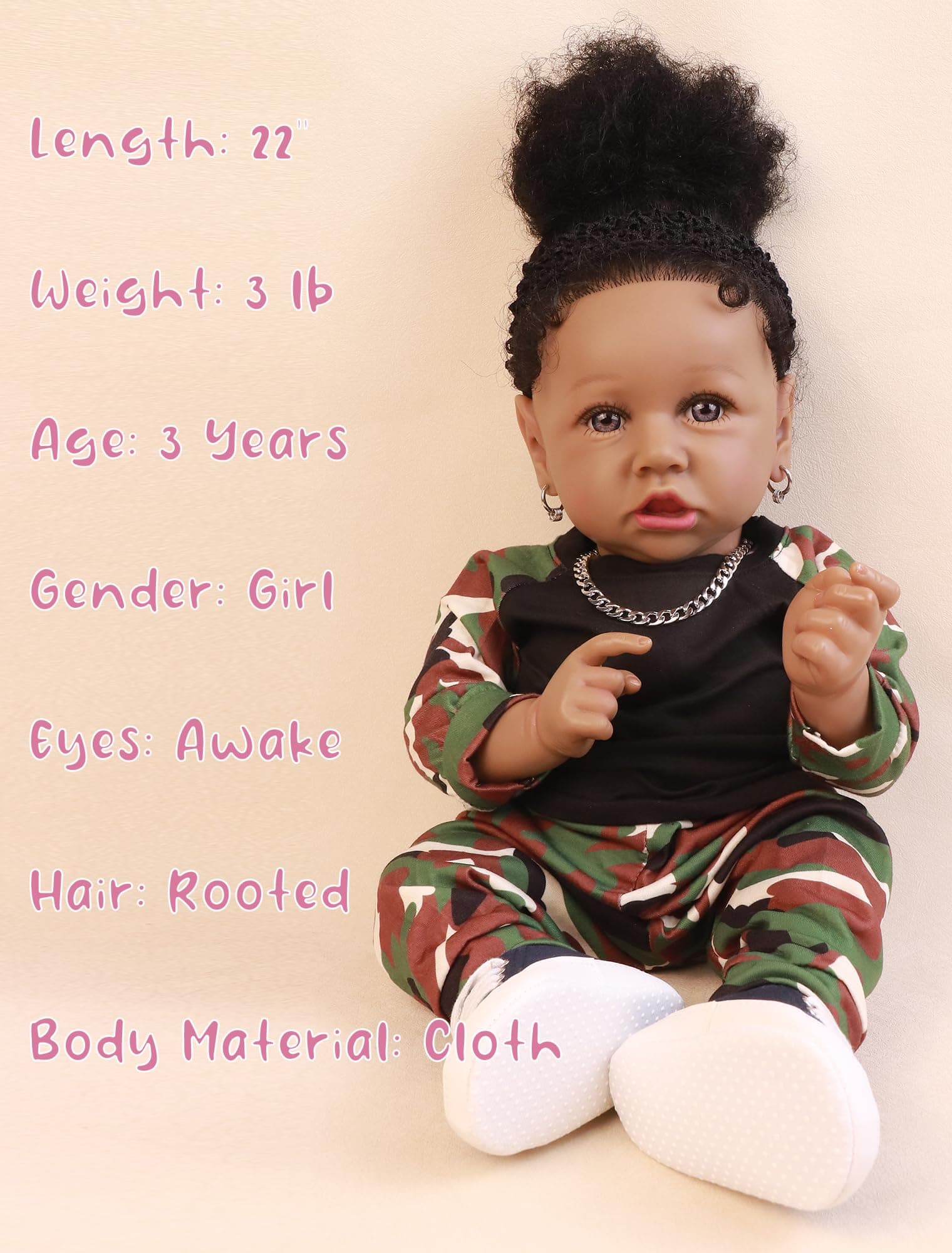 Muñecas Reborn Realistas Africanas con Cuerpo Suave para - Imagen 4