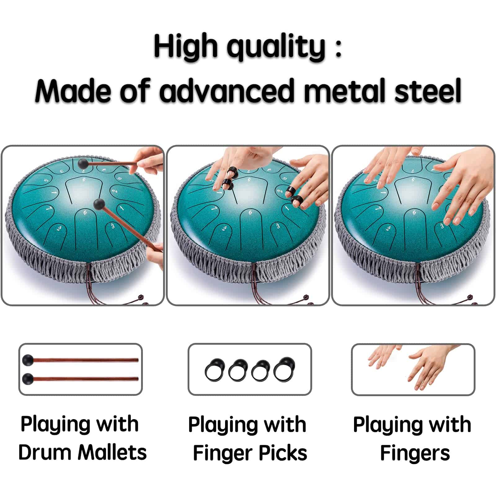 Lronbird Steel Tongue Drum 12 Pulgadas 13 Notas Tambores de - Imagen 7