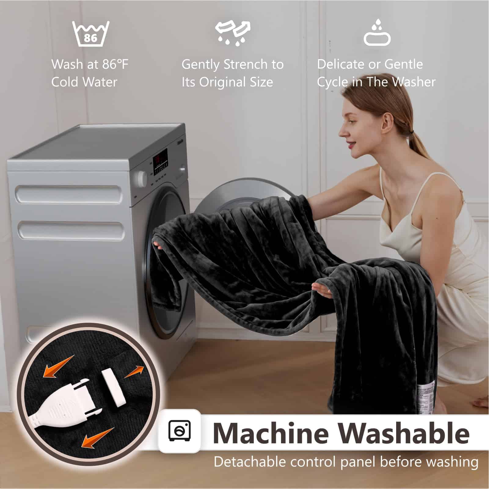 Manta eléctrica Wapaneus 72" x 84" tamaño -Negro - Imagen 5