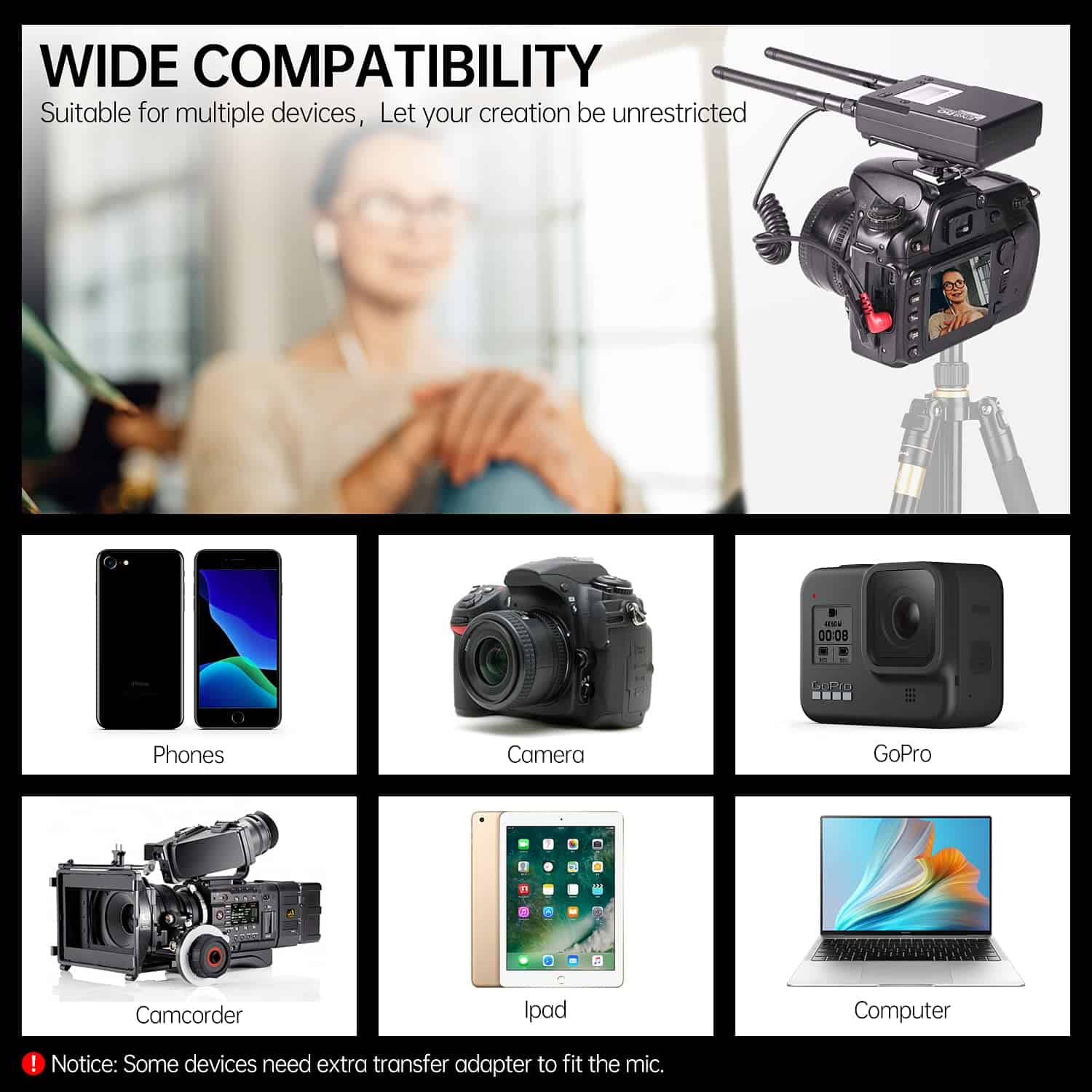 Micrófono inalámbrico de solapa LENSOGO UHF LWM-338C, - Imagen 5