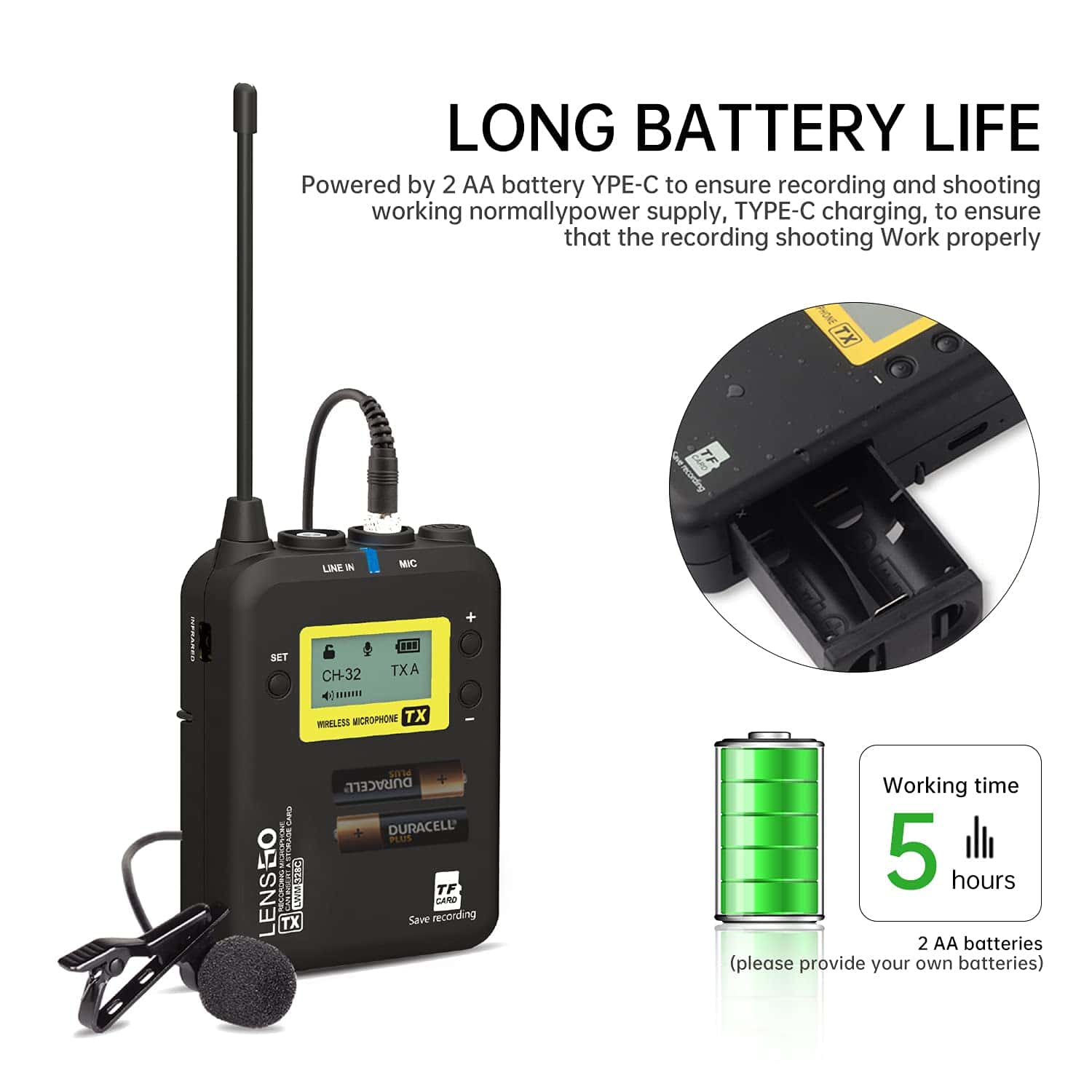 Sistema de Micrófono Inalámbrico Lavalier LENS GO, LWM-328C - Imagen 4