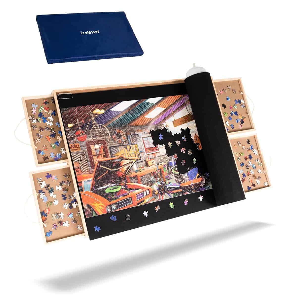 Mesa de Rompecabezas Lavievert de 1500 Piezas con 4 Cajones