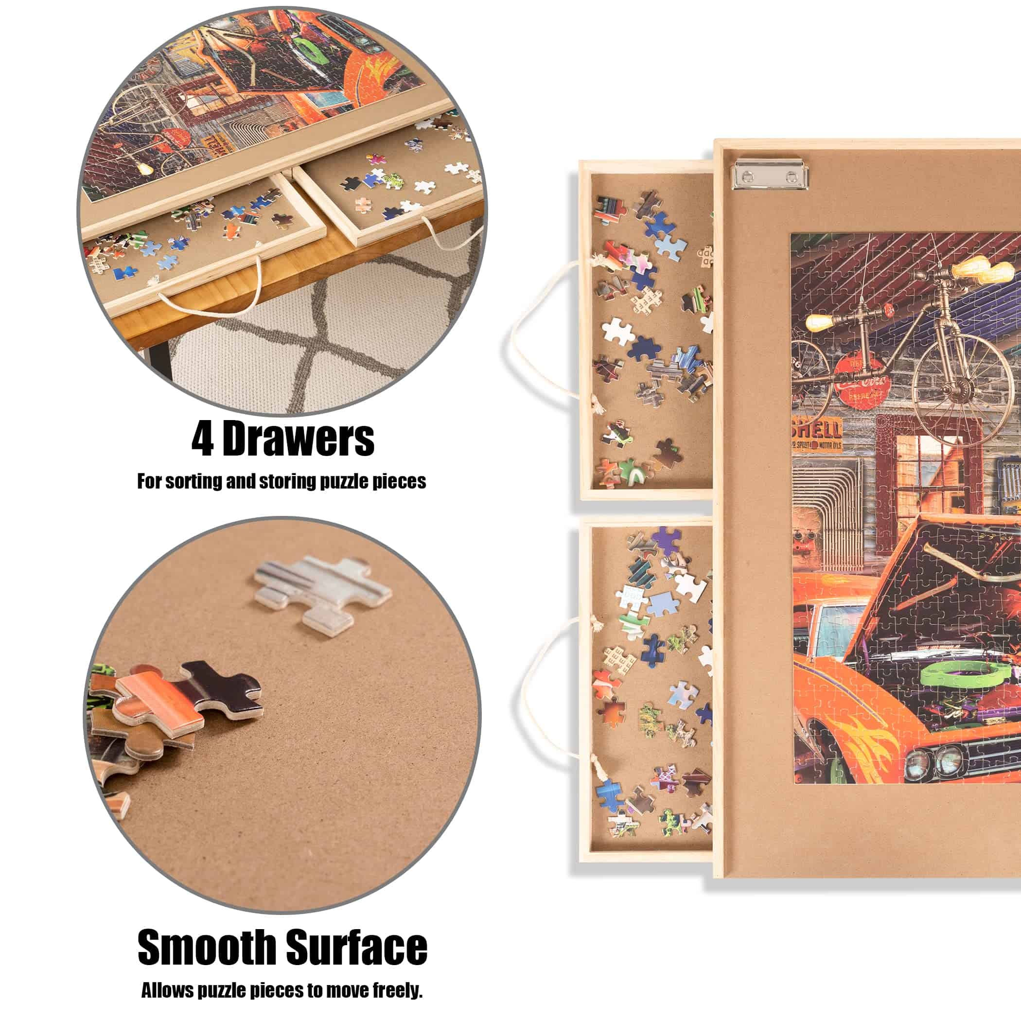 Mesa de Rompecabezas Lavievert de 1500 Piezas con 4 Cajones - Imagen 6