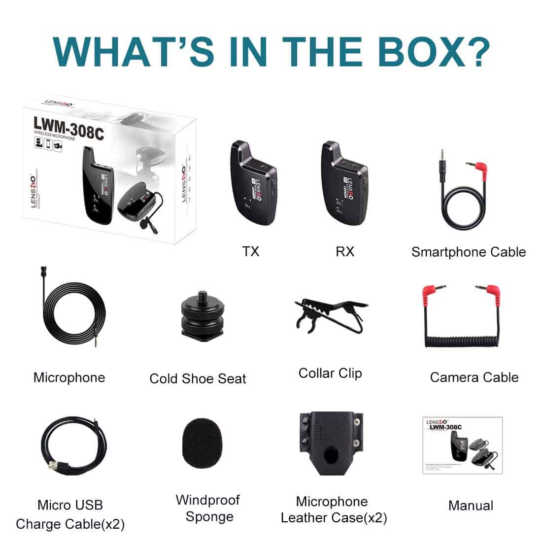 Sistema de micrófono inalámbrico Lavalier LENSgo, LWM-308C - Imagen 8