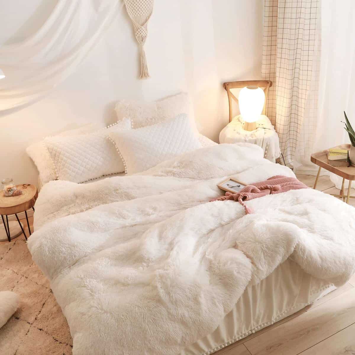 HAIHUA Juego de Funda Nórdica Esponjosa de Lujo Beige, - Imagen 5