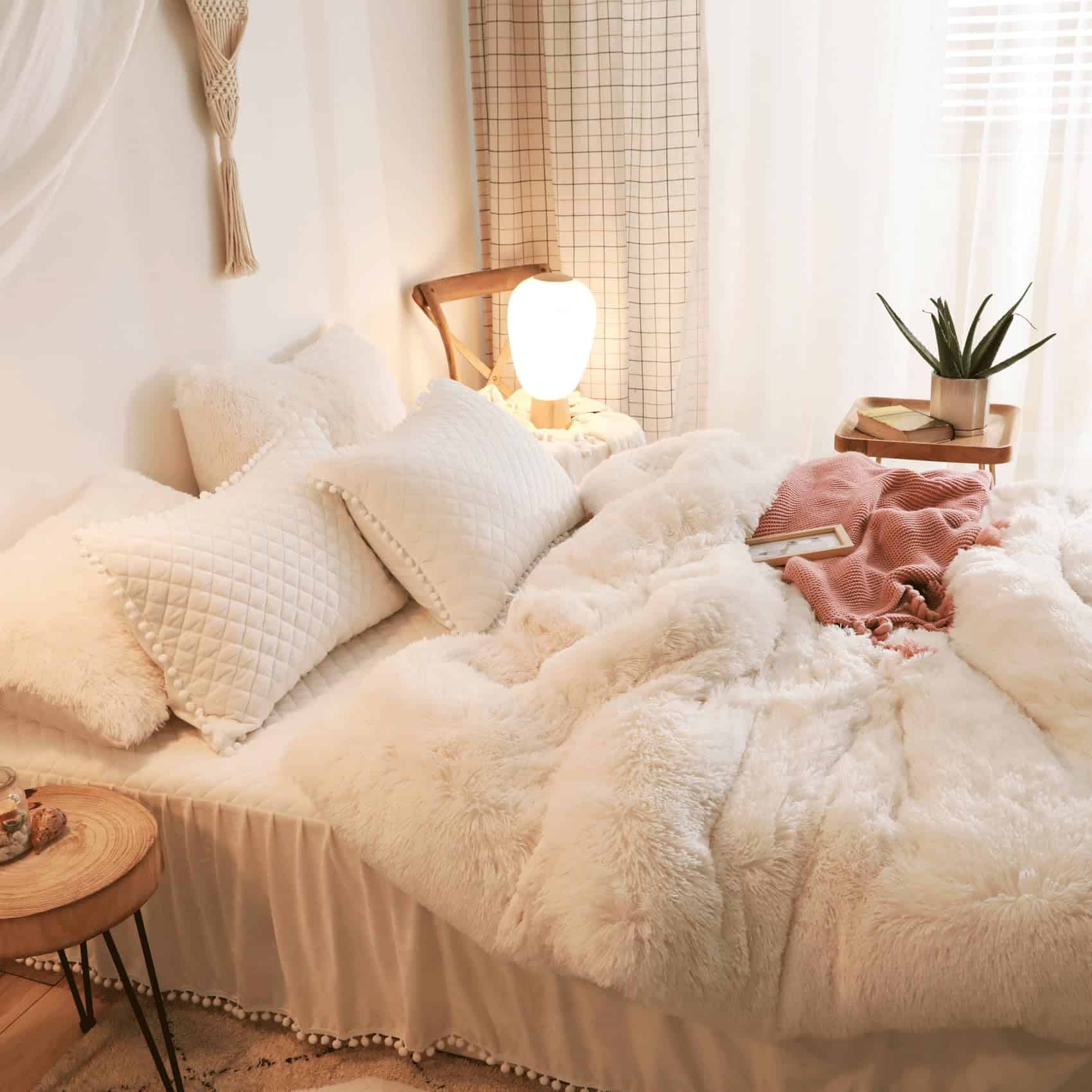 HAIHUA Juego de Funda Nórdica Esponjosa de Lujo Beige, - Imagen 4