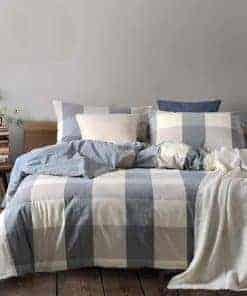 Juego de Funda de Edredón a Cuadros Azul Marino NSNLGSGC