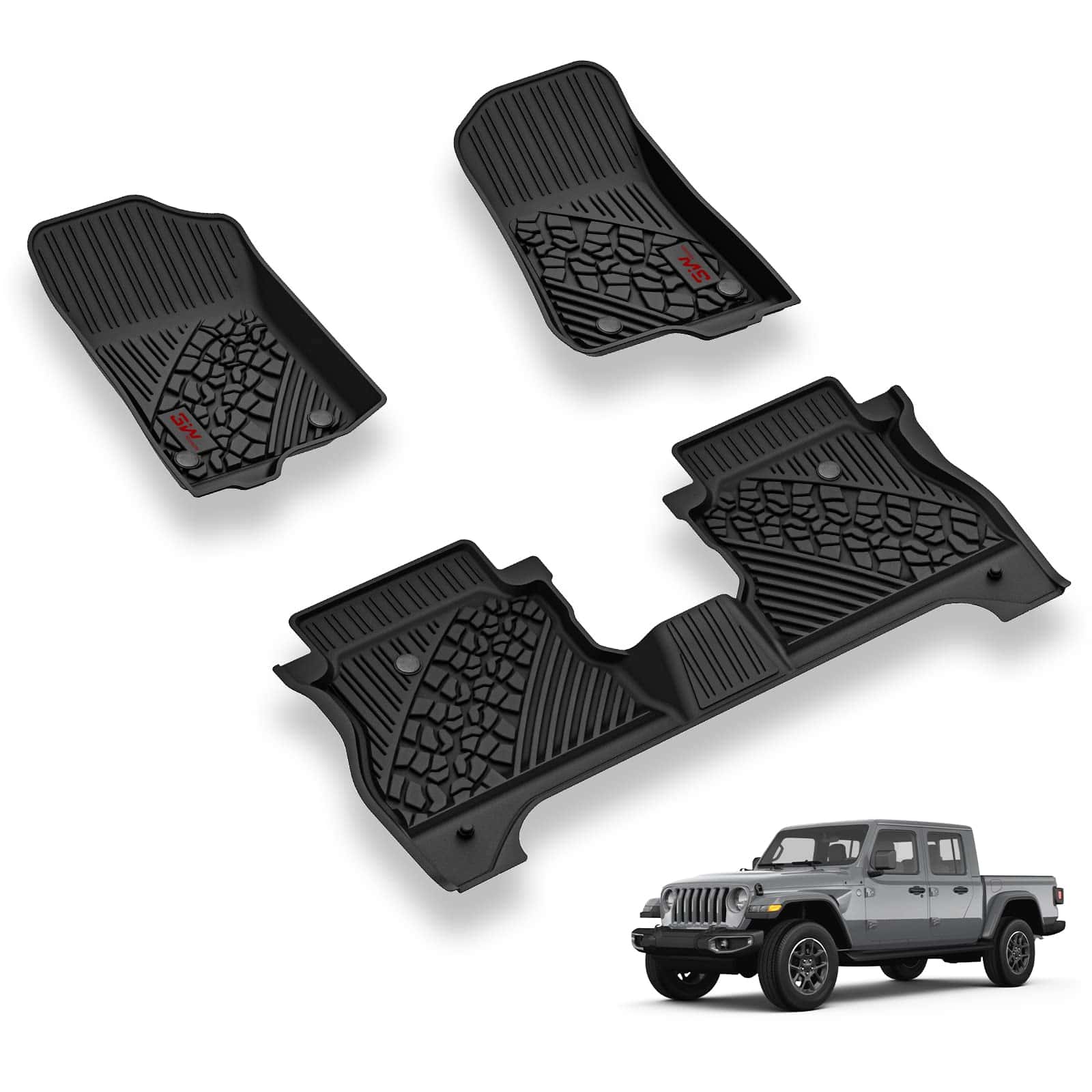 Tapetes de piso 3W compatibles para Jeep Gladiator
