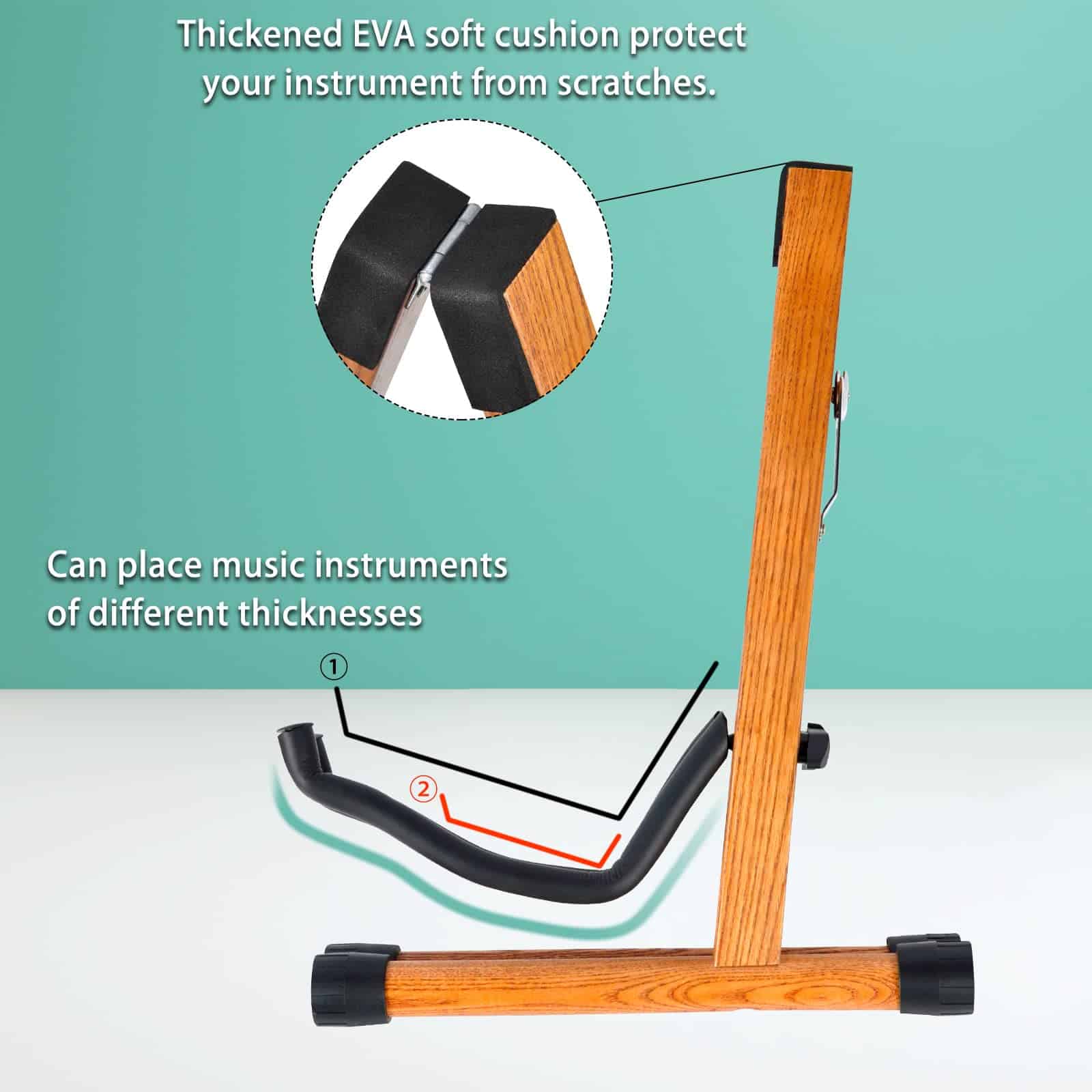 Soporte de Guitarra de Madera de Haya Ajustable VANPHY, - Imagen 4