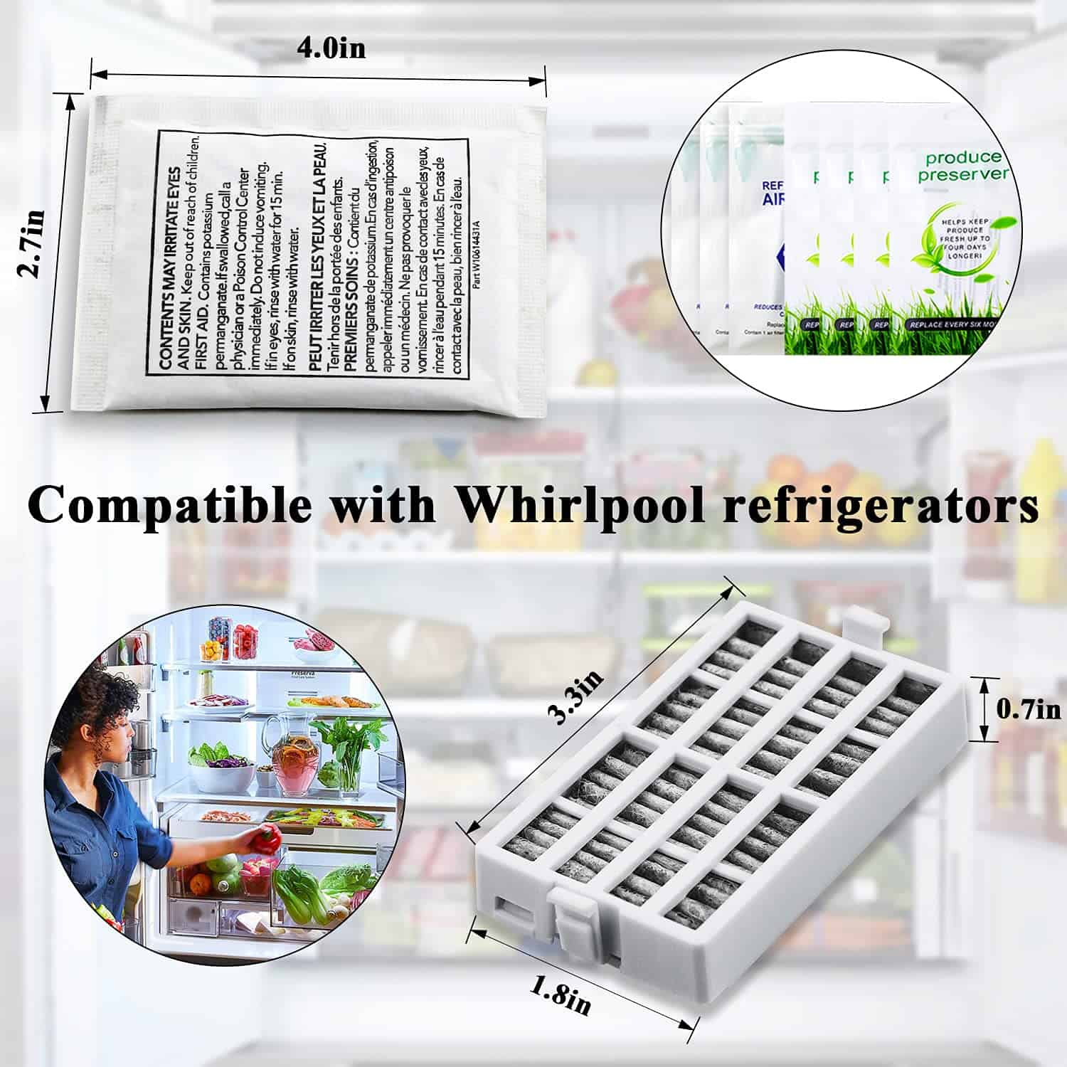Combo Pack Reemplazo para Refrigerador Whirlpool: Filtro de - Imagen 5