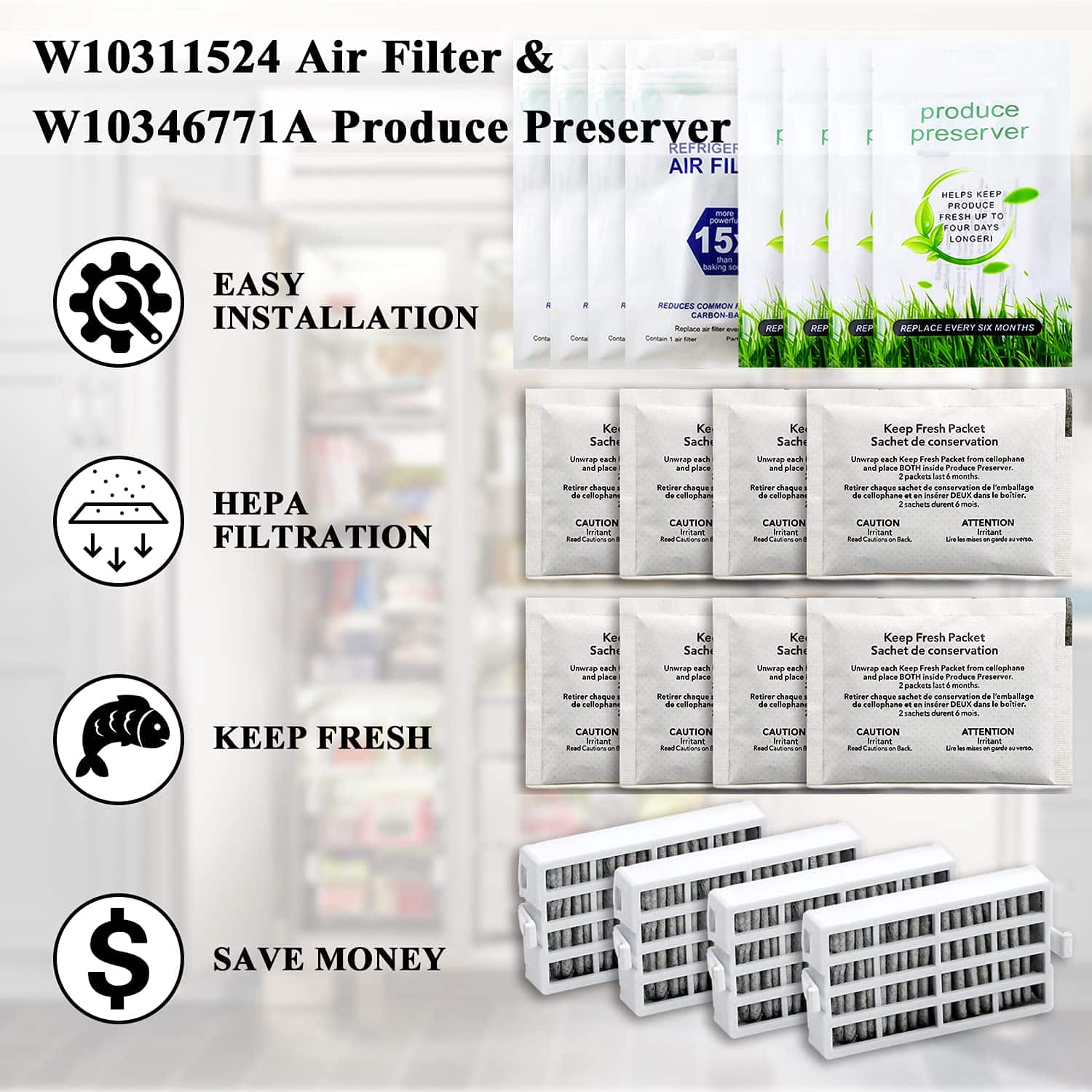 Combo Pack Reemplazo para Refrigerador Whirlpool: Filtro de - Imagen 6