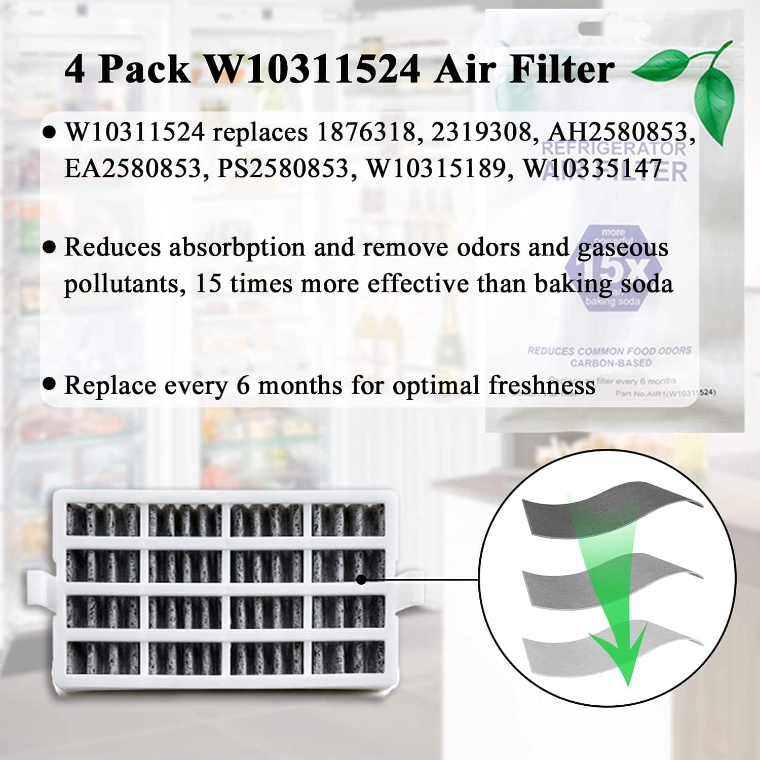 Combo Pack Reemplazo para Refrigerador Whirlpool: Filtro de - Imagen 3