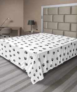 Lunarable Paw Print Flat Sheet, Patrón repetido