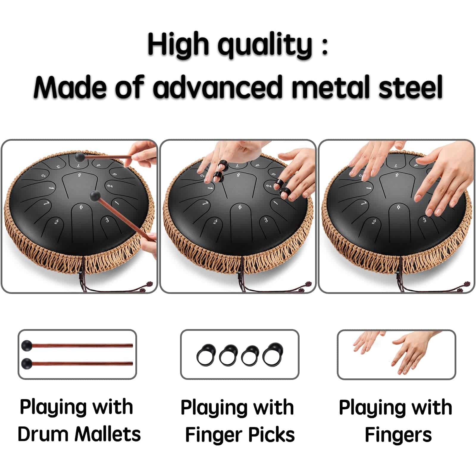 Lronbird Steel Tongue Drum 12 Pulgadas 13 Notas Tambores de - Imagen 7