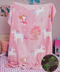 Manta de Unicornio que Brilla en la Oscuridad para Niñas -