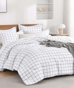 Andency Juego de Edredón a Cuadros Queen (90x90 Pulgadas),