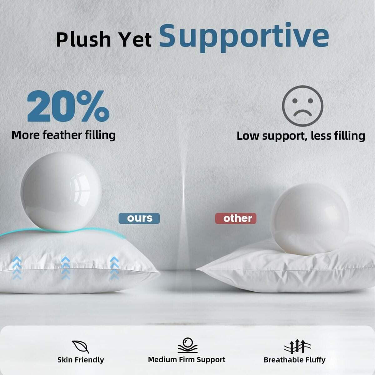 Almohadillas de plumón de ganso YSTHER 14x22 Set de 2 - Imagen 3