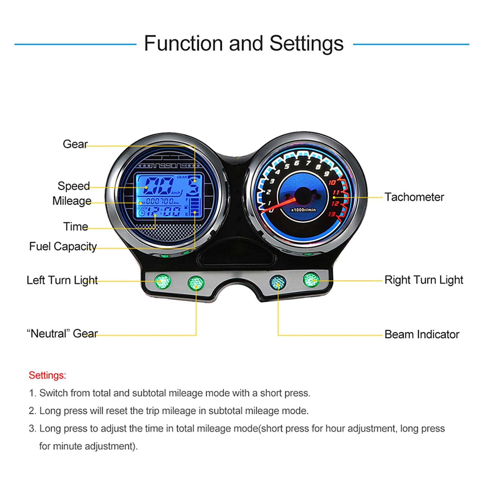 aqxreight - Velocímetro de Motocicleta, Medidor de - Imagen 10