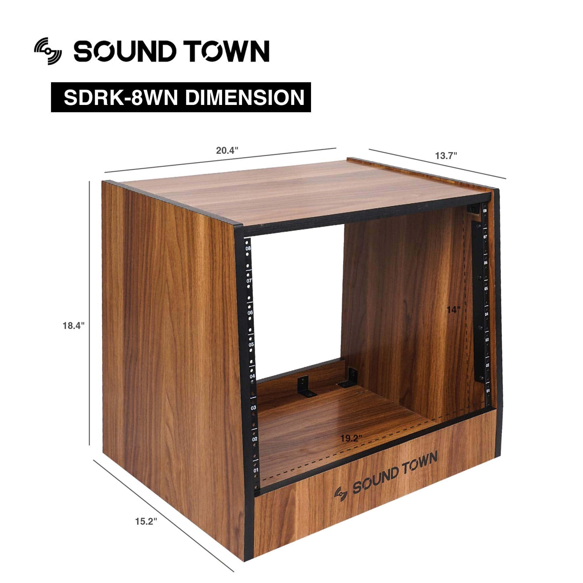 Sound Town DIY 8U Studio Rack con Laminado de Nogal de - Imagen 7