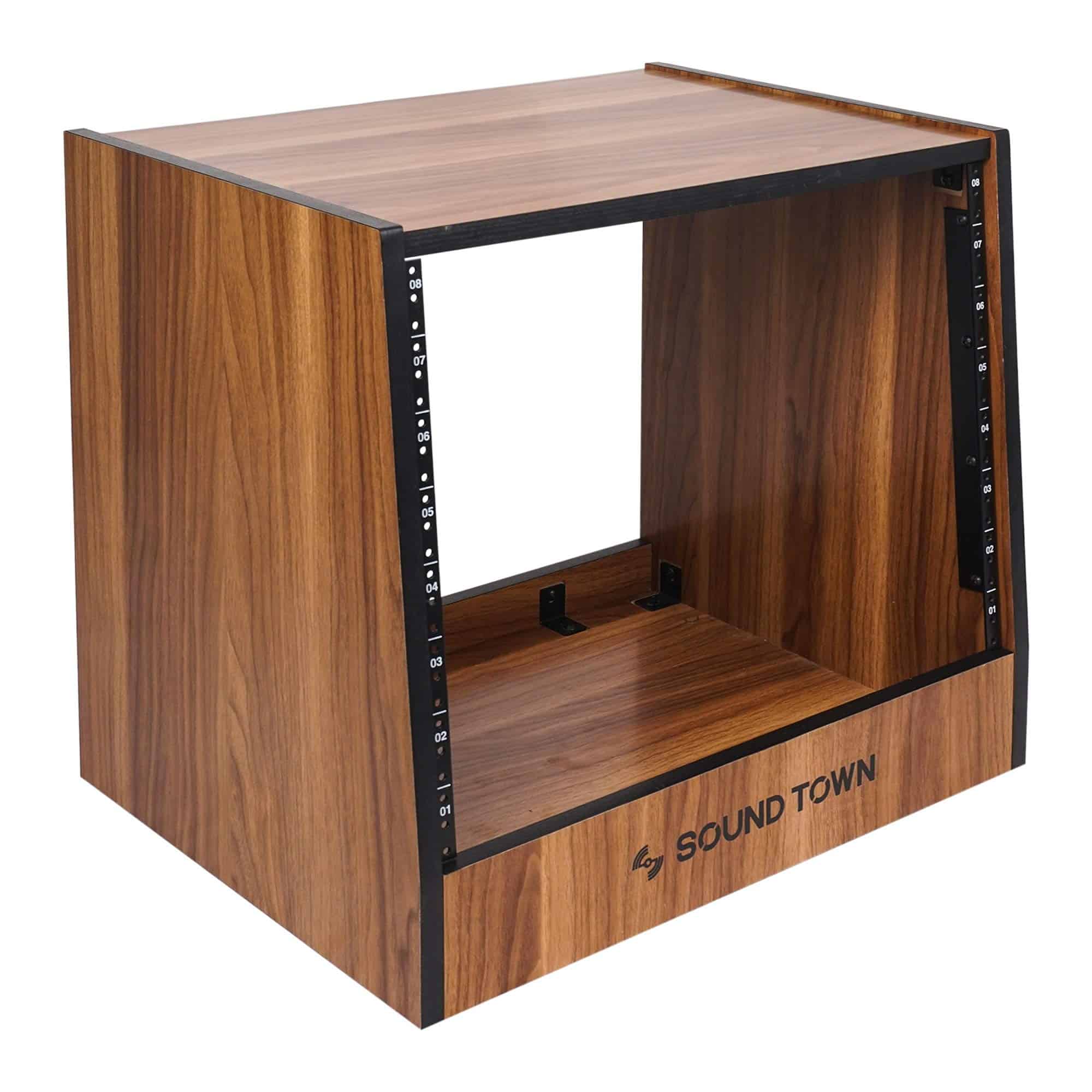 Sound Town DIY 8U Studio Rack con Laminado de Nogal de - Imagen 3