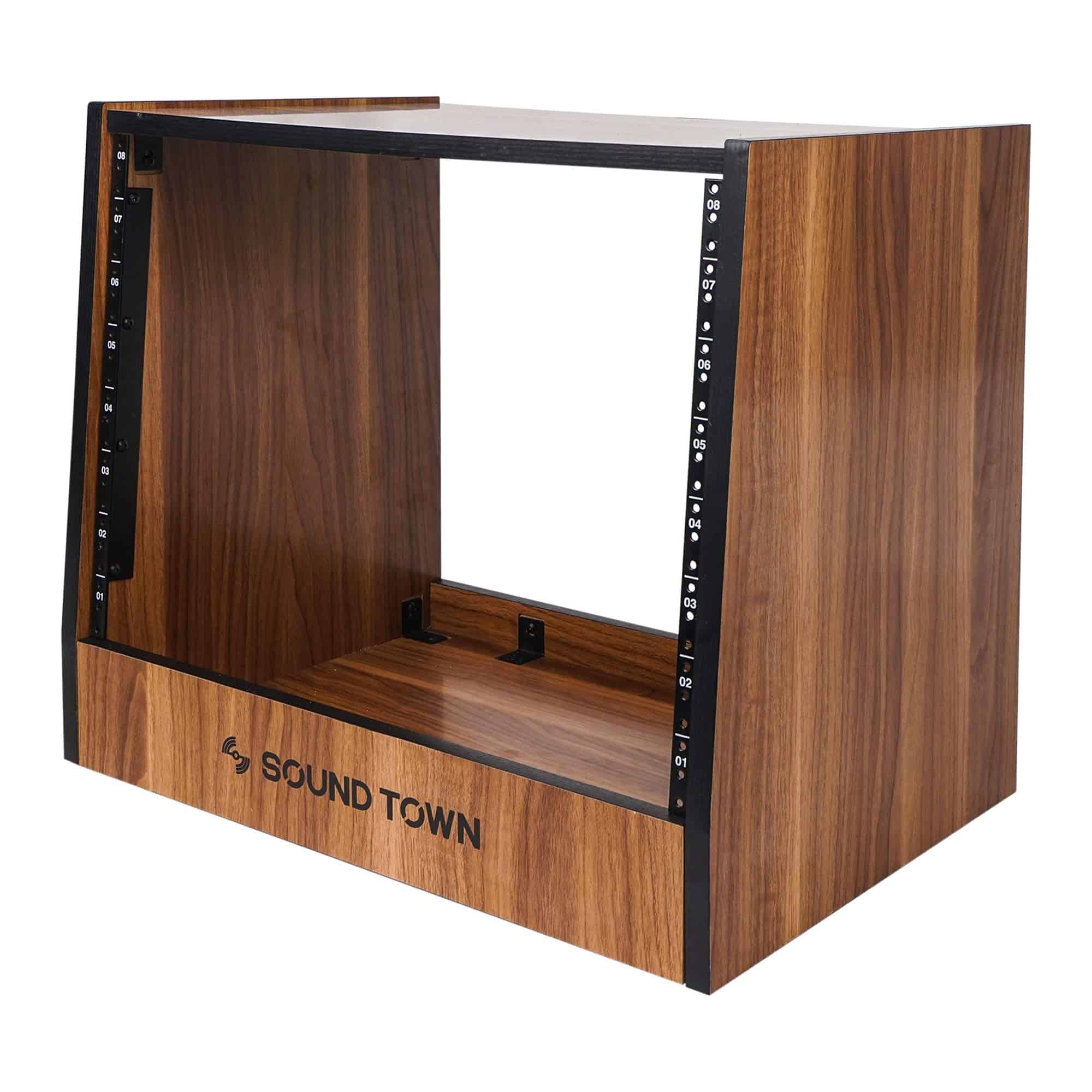 Sound Town DIY 8U Studio Rack con Laminado de Nogal de - Imagen 5