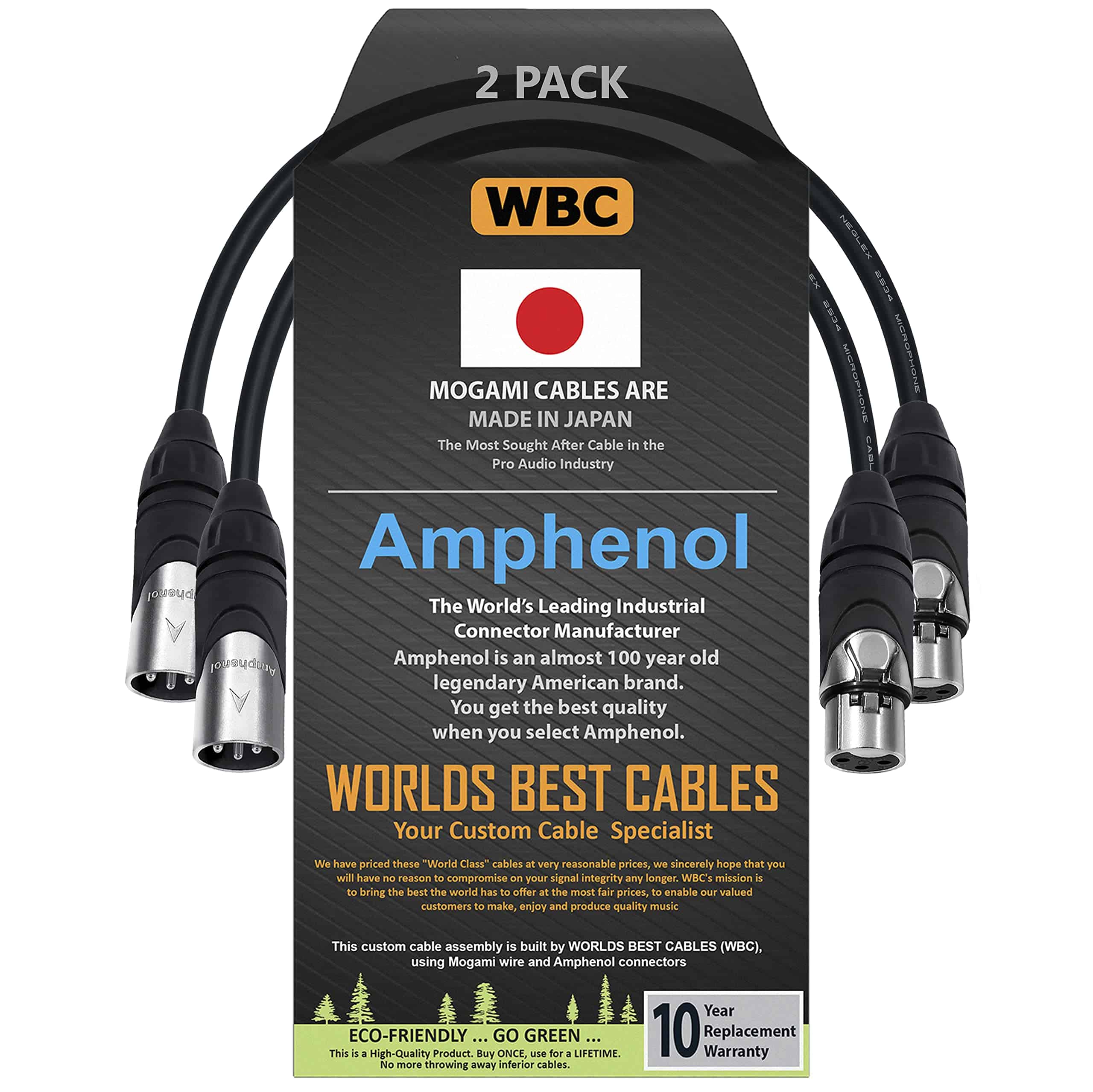 WORLDS BEST CABLES 2 Unidades - 0.5 Pie - Cable de