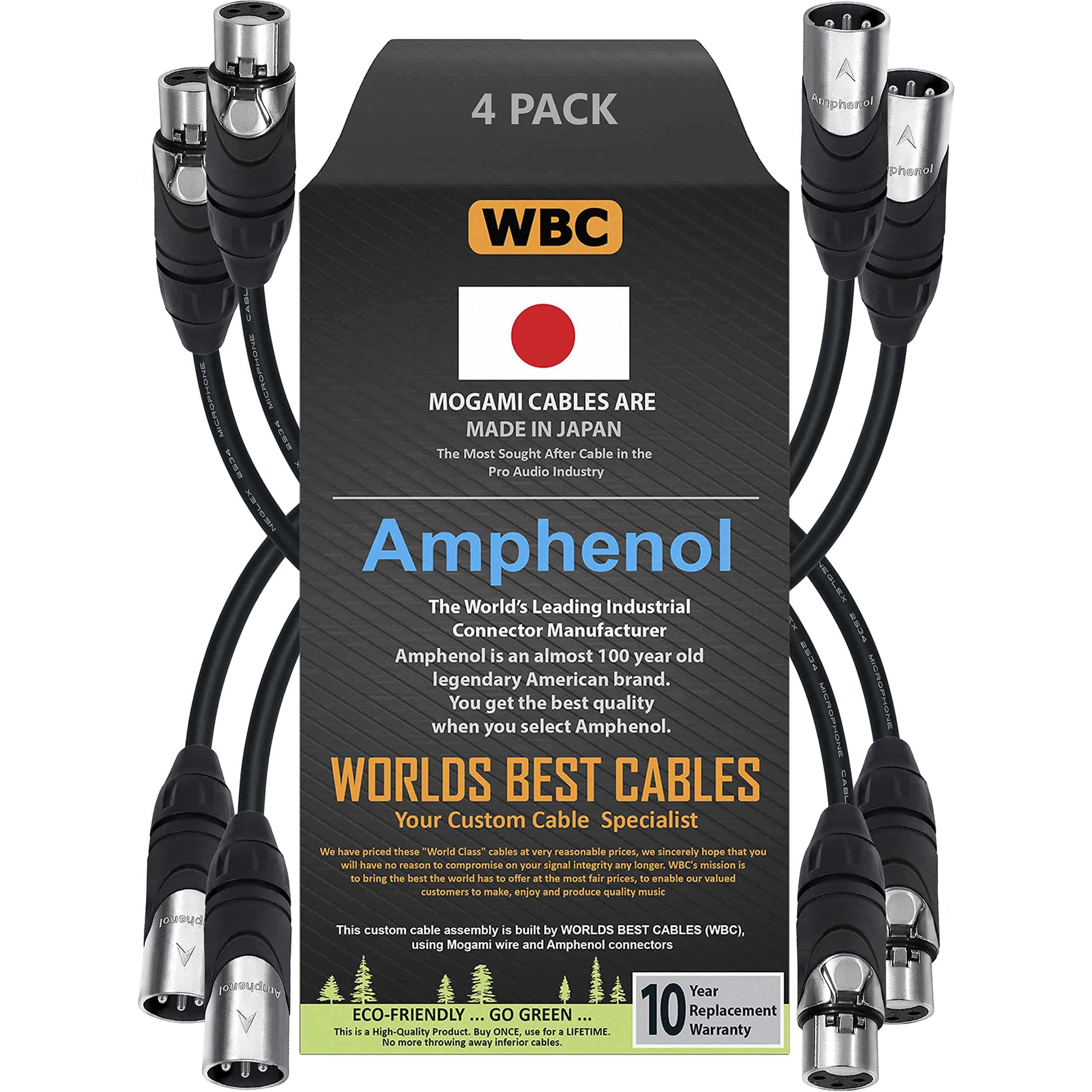 4 Unidades - 1 pie - Cable de Micrófono Cuádruple