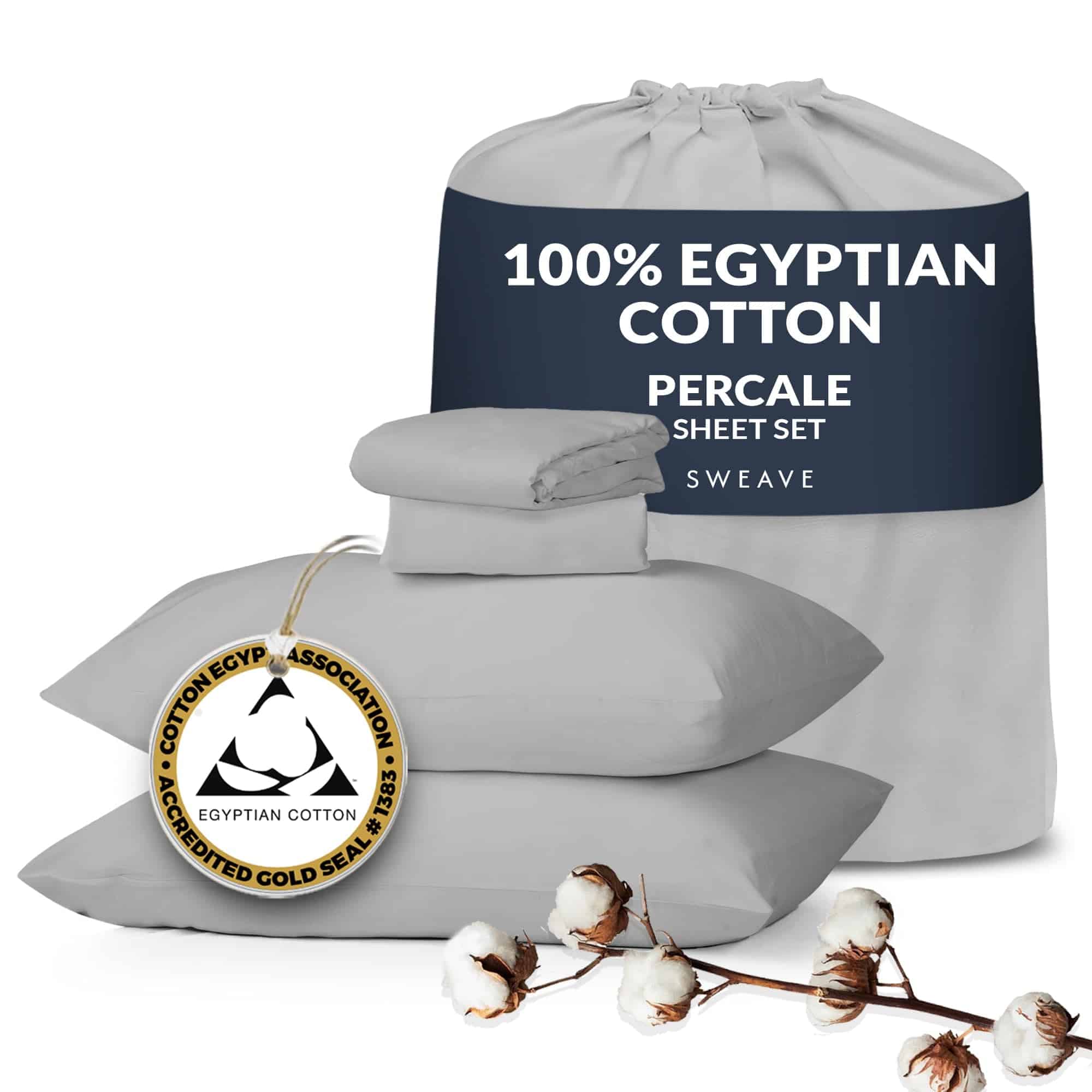 Sábanas 100% Algodón Egipcio Percale Queen Size - Auténtico