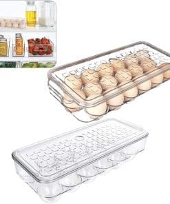 2 Pack 18 Grid Plastic Egg Holder for Refrigerator with