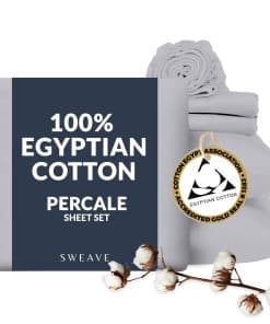Sábanas de Algodón Egipcio Percale King Size de Sweave -