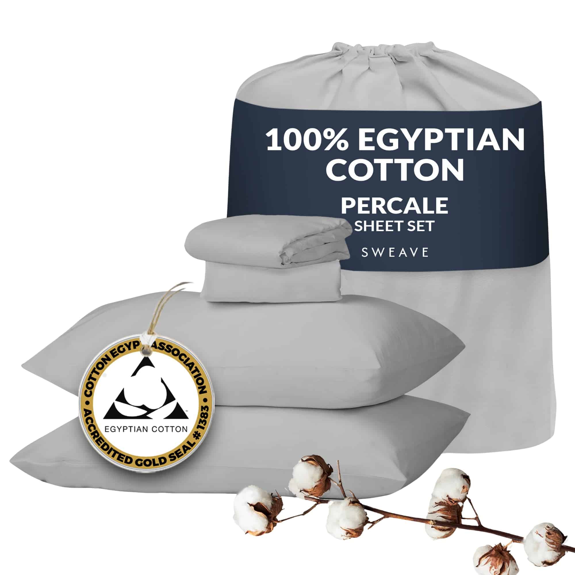 Sábanas de algodón egipcio percal 100% de Sweave tamaño