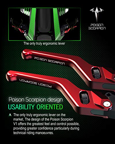 POISON SCORPION Palanca de Freno y Embrague Roja Ajustable - Imagen 4
