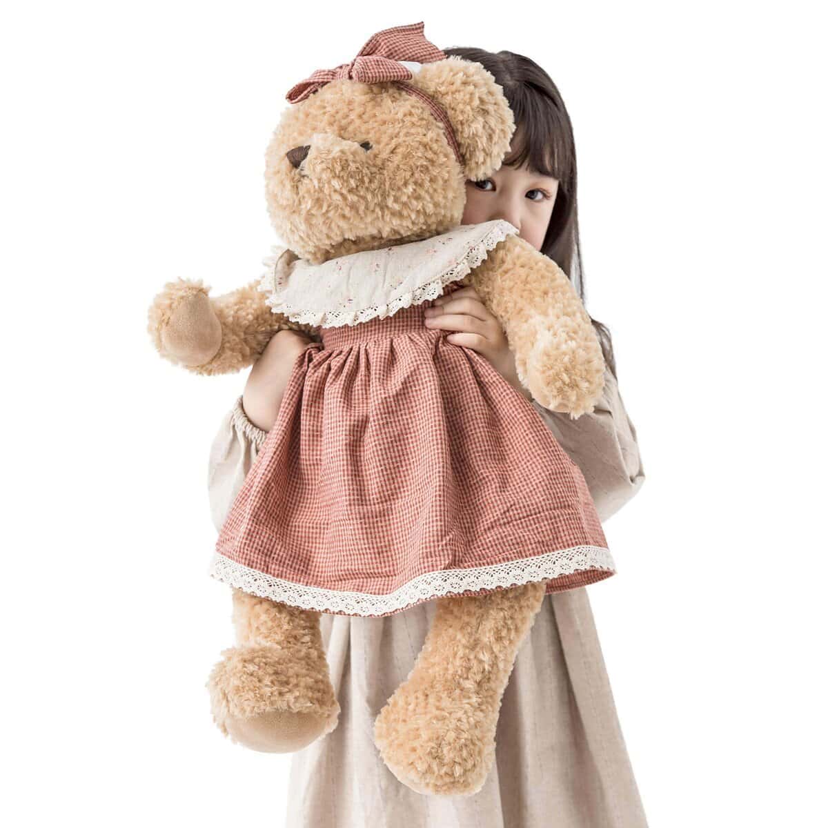 Peluche oso grande para bebé con ropa, juguete de peluche