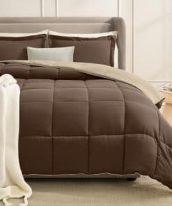 Homelike Moment Juego de Edredón California King Marrón,