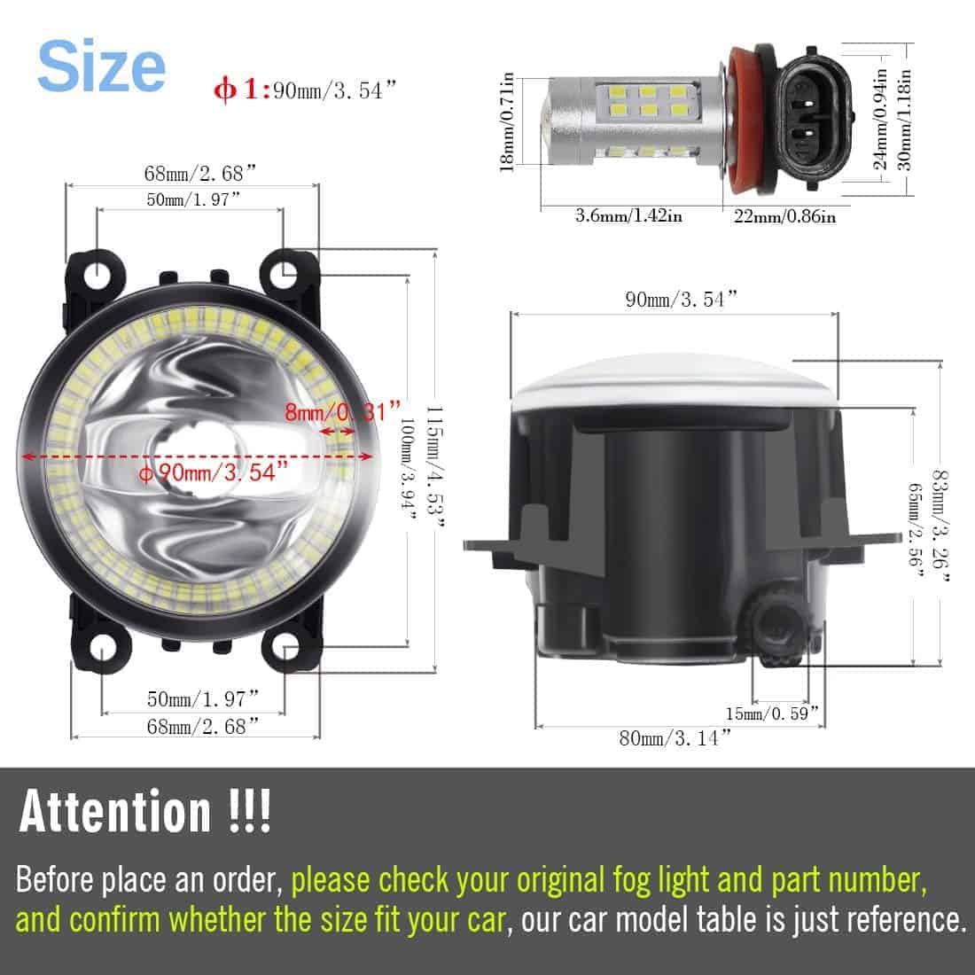 Faros de Niebla con Anillo de Halo 2 en 1 para Honda 12-14 - Imagen 7